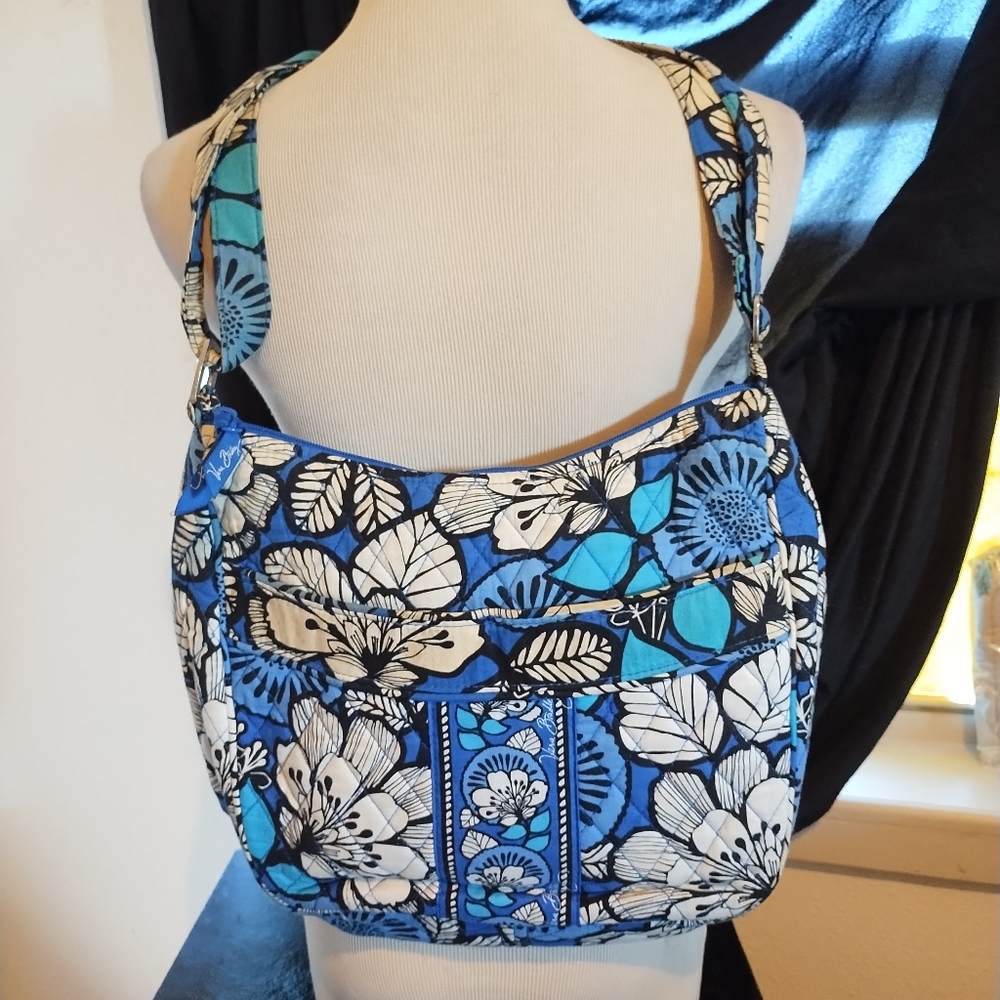 NWOT Vera Bradley Blue White Floral Quilted Shoulder Bag